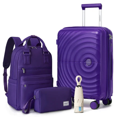 4-Piece Travel Set – Lightweight Luggage with 360° Spinner Wheels